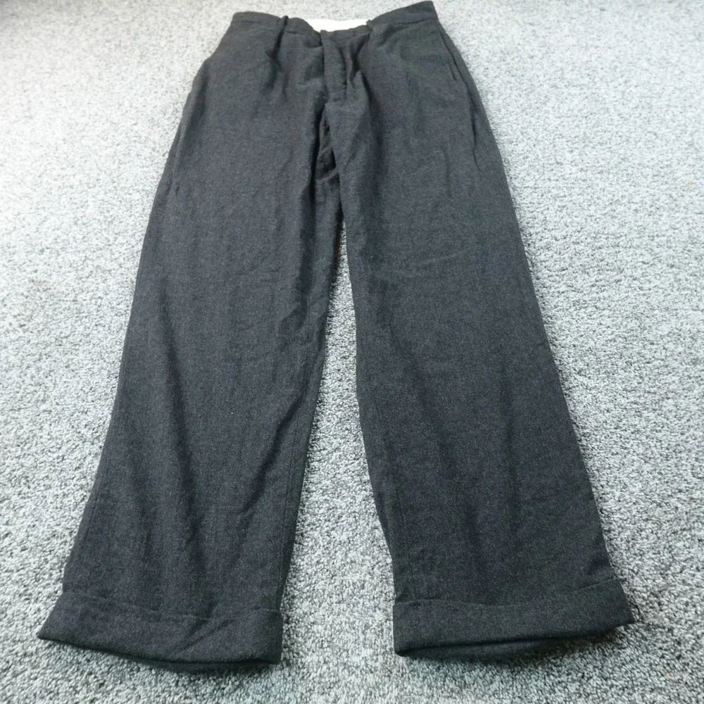 VTG Polo Ralph Lauren Pants Mens 33X32 Gray Wool Dress Trouser Pleated Cuffed